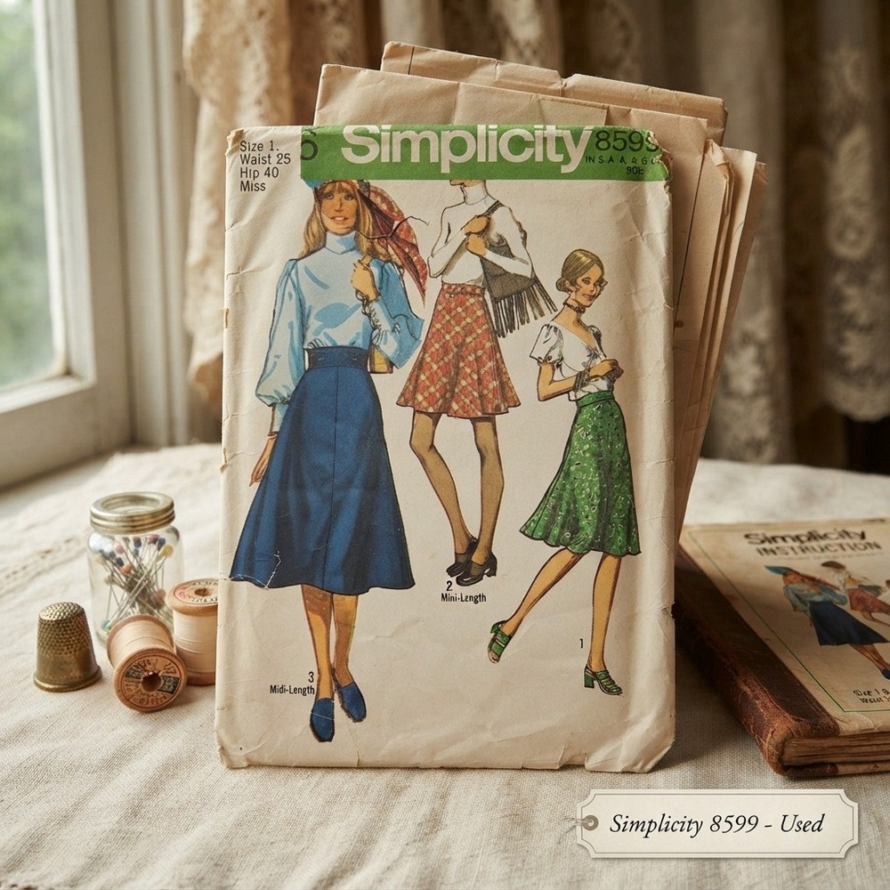 Vintage 1970 Simplicity 9166 Sewing Pattern Misses Bias A-Line Skirt Mini 14
